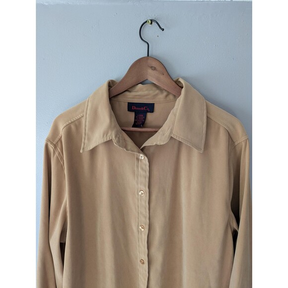 Vintage Oversized Button down shirt, Gold Blouse, preppy, academia, fall, Large - Picture 5 of 5